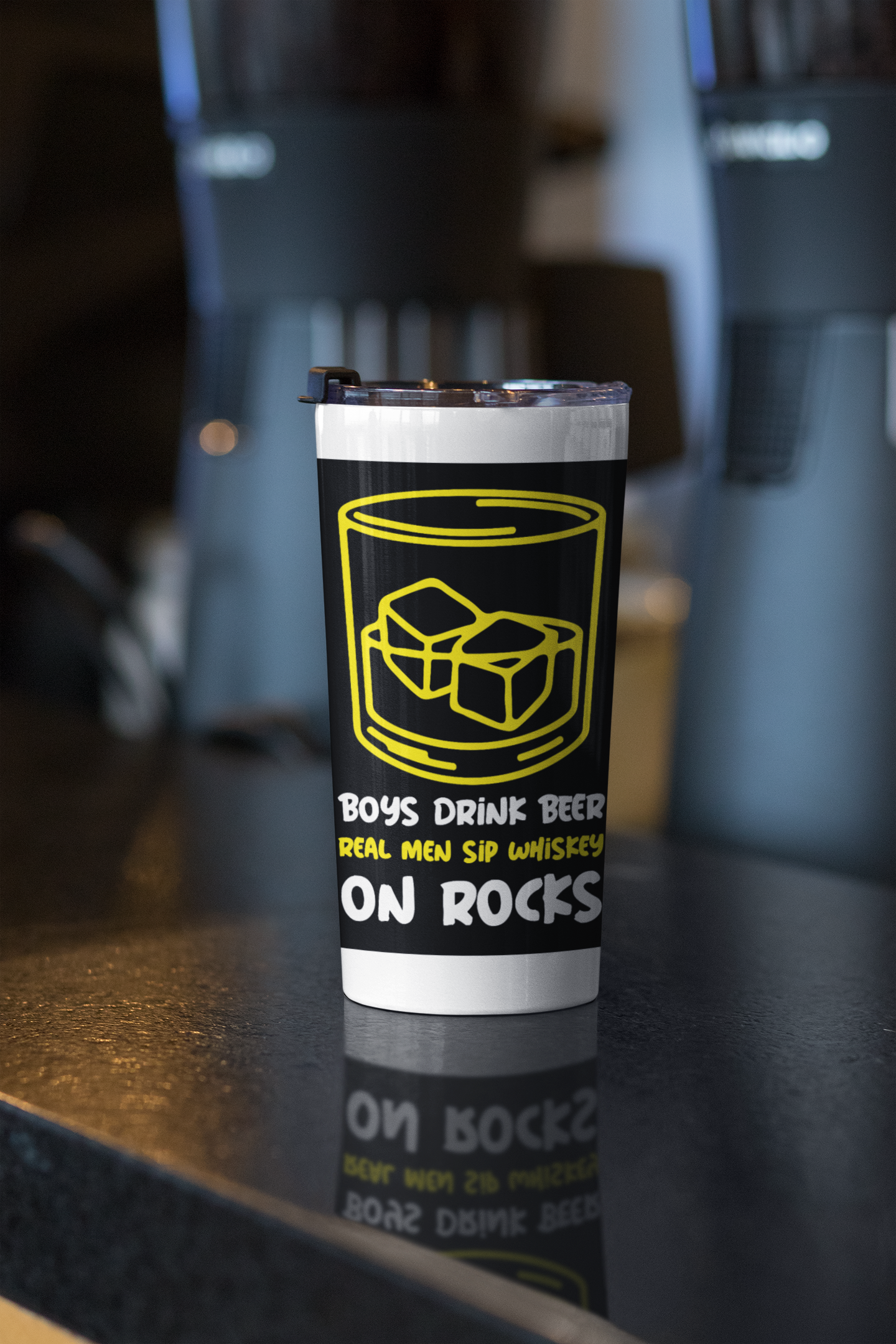 Real Men Sip Whiskey On Rocks Travel Mugs