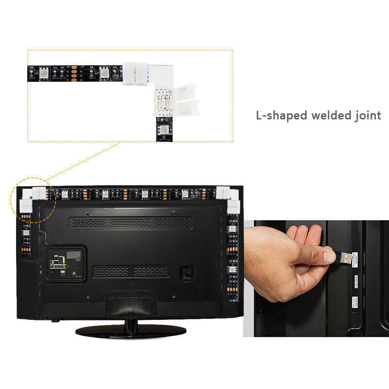 USB LED Strip Lights 5050 RGB Colour Changing Tape TV Kitchen Lighting 1-5M