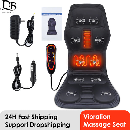 Electric Heating Full Body Massage for Car Chair Office Massager Lumbar Neck Pain Relief Powerful Motors Vibration Stimulating